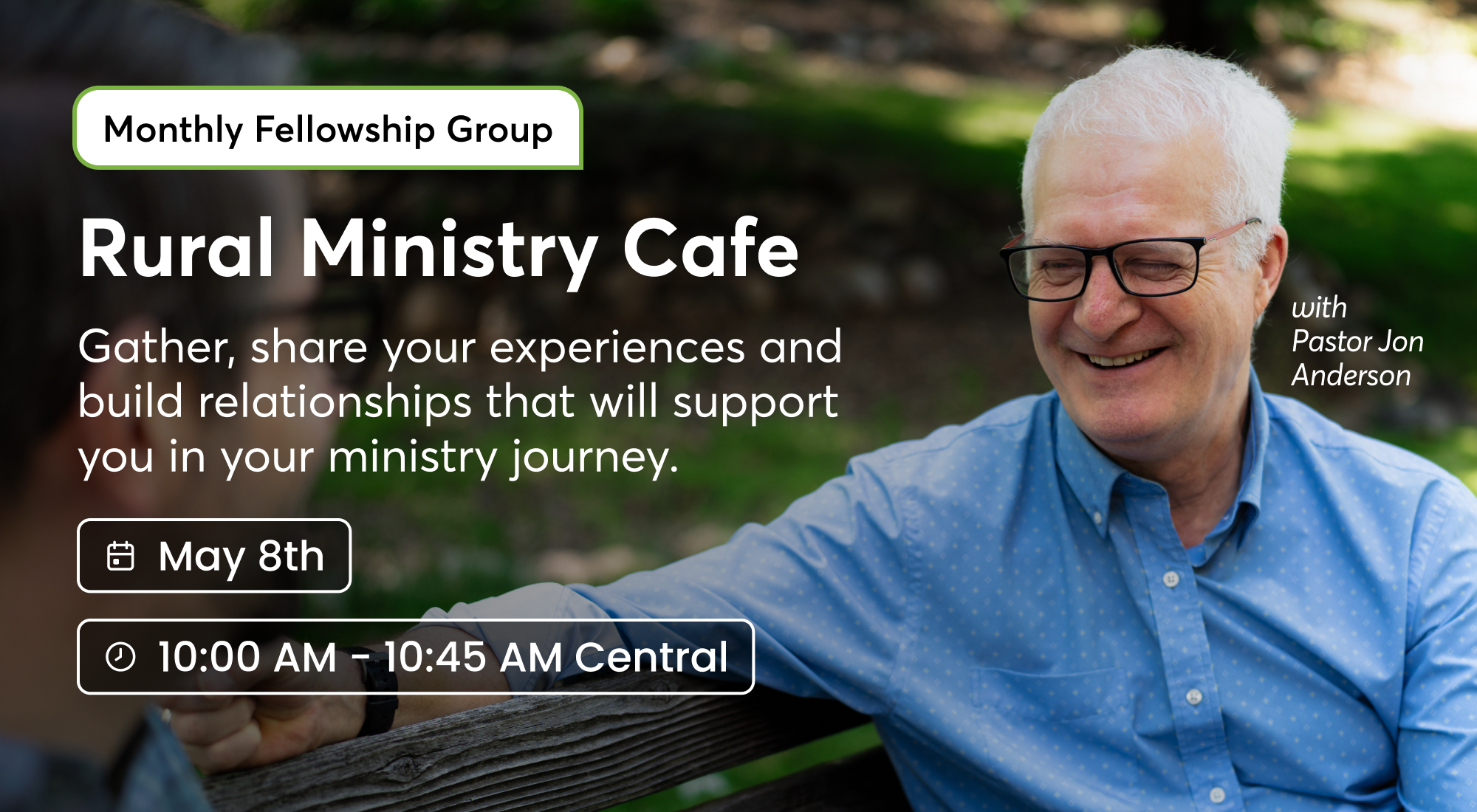 Rural Ministry Cafe January 2025. Image featuring description copy: Gather, share your experiences and build relationships that will support you in your ministry journey.